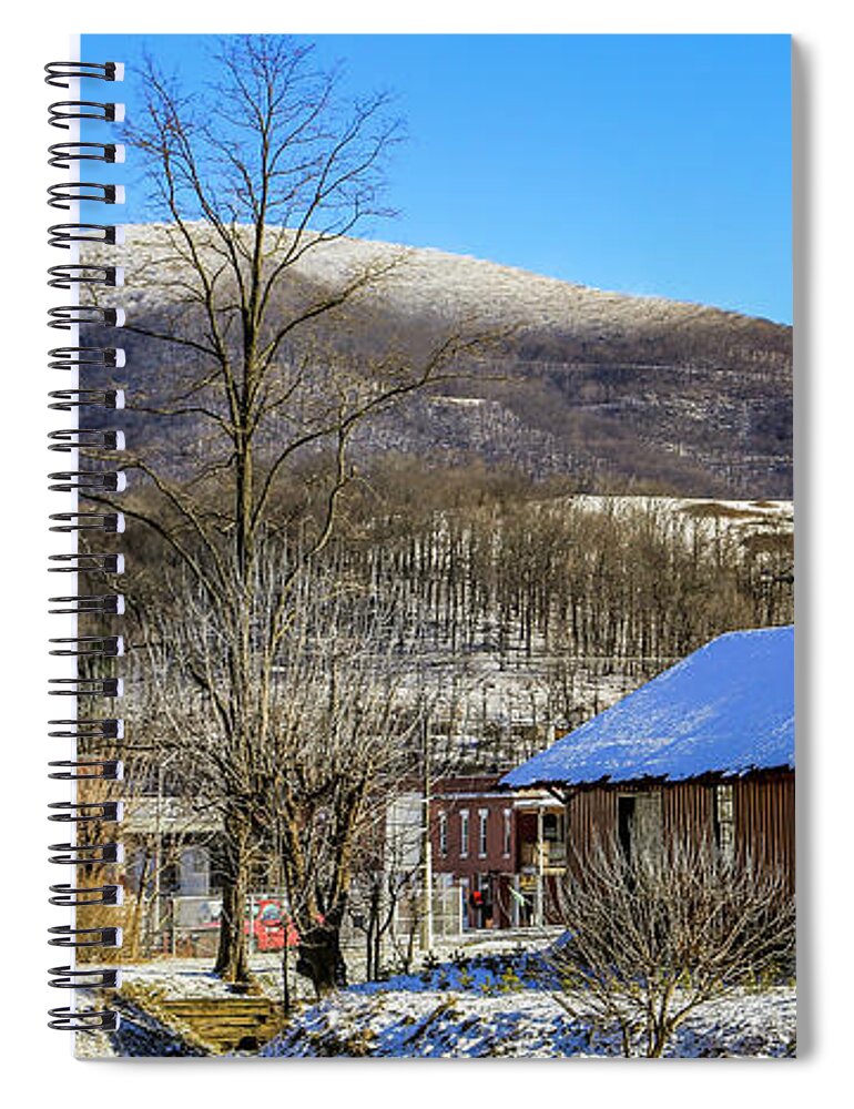 West Jefferson Nc Spiral Notebook featuring the photograph Winter at the Depot #1 by Dale R Carlson