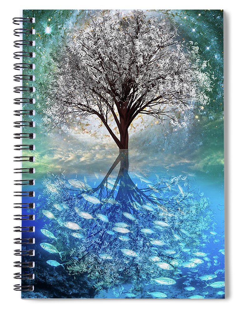 Florida Spiral Notebook featuring the digital art Winter At the Reef by Debra and Dave Vanderlaan