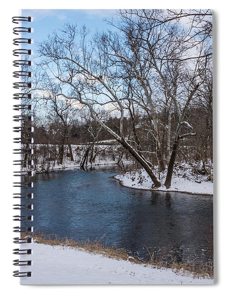 Ozarks Spiral Notebook featuring the photograph Winter Blue James River by Jennifer White