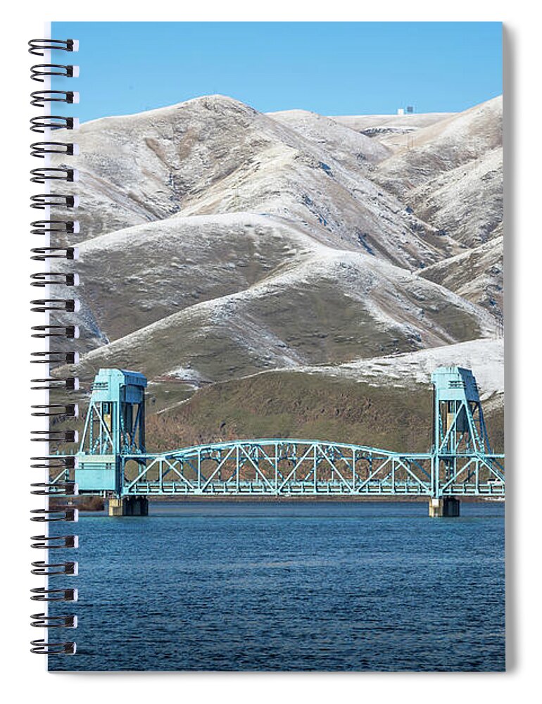 Lewiston Spiral Notebook featuring the photograph Winter Blue Sky Bridge by Brad Stinson