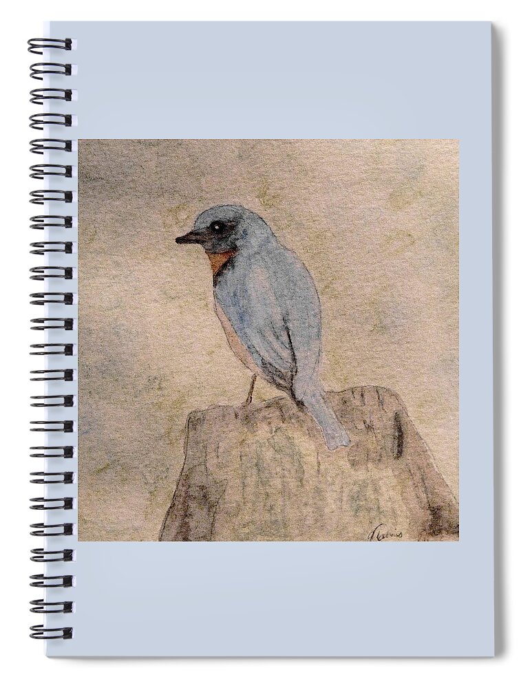 Birds Spiral Notebook featuring the painting Winter Bluebird by Angela Davies