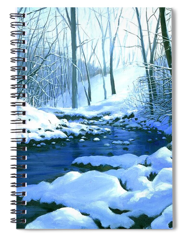 Snow Spiral Notebook featuring the painting Winter Blues by Michael Swanson