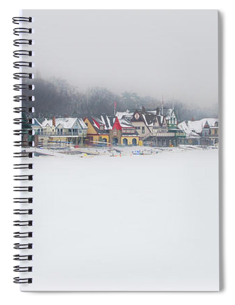 Boathouse Spiral Notebook featuring the photograph Winter - Boathouse Row - Schuylkill River by Bill Cannon
