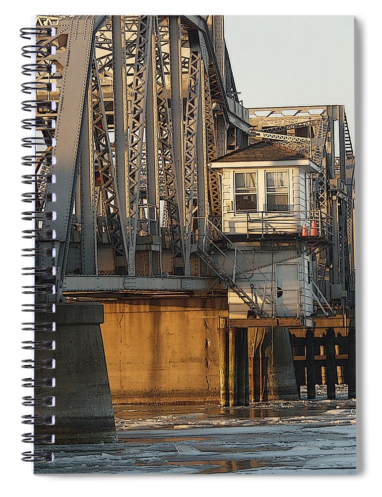 Bridge Spiral Notebook featuring the photograph Winter Bridgehouse by Tim Nyberg