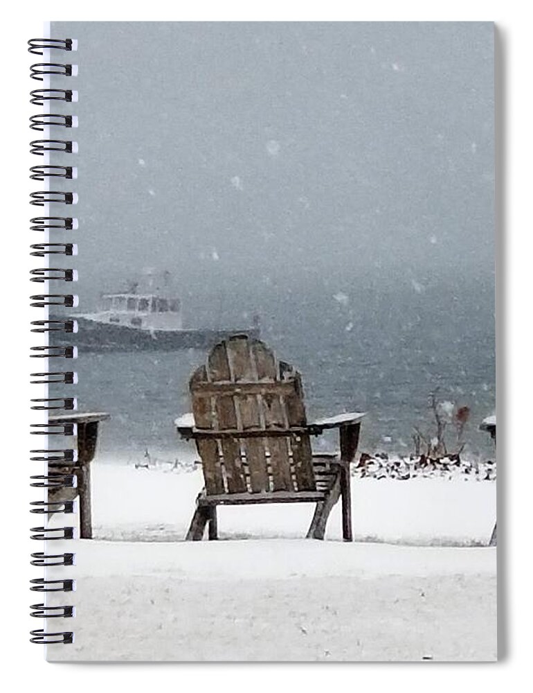 Snow Spiral Notebook featuring the photograph Winter by the Sea by John G Erlandson
