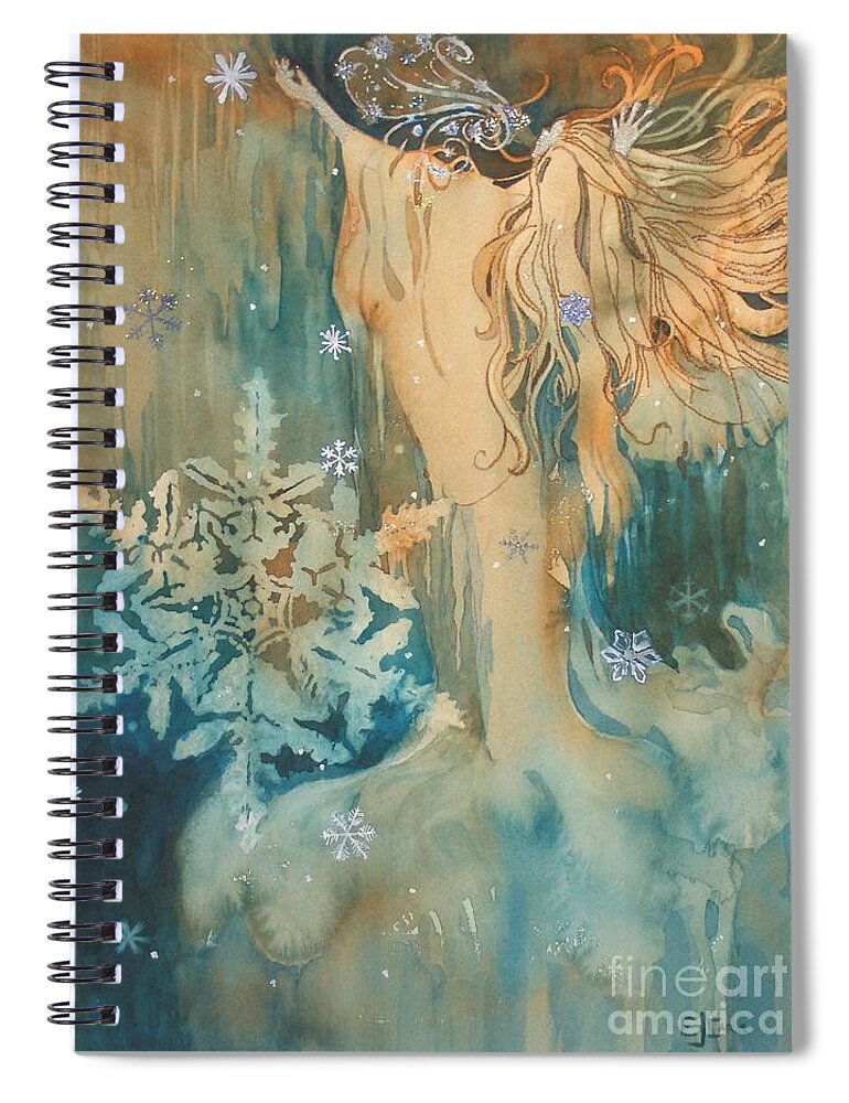 Blue-green Spiral Notebook featuring the painting Winter by Elizabeth Carr