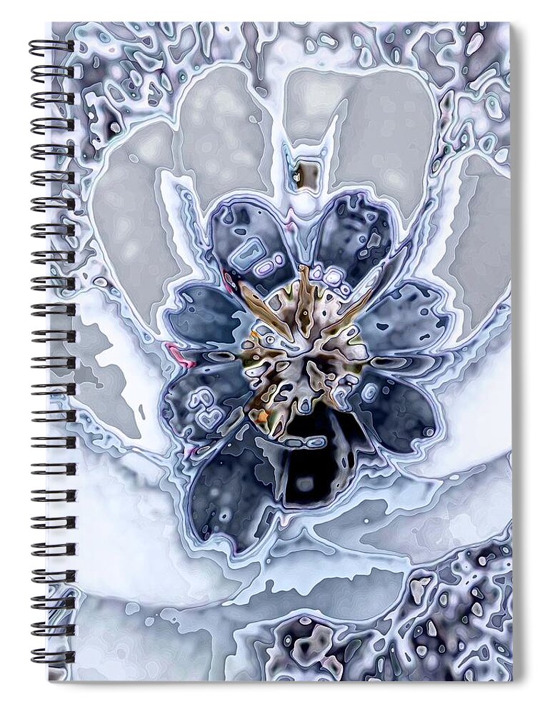 Abstract Spiral Notebook featuring the digital art Winter Flower 2 by Ronald Bissett