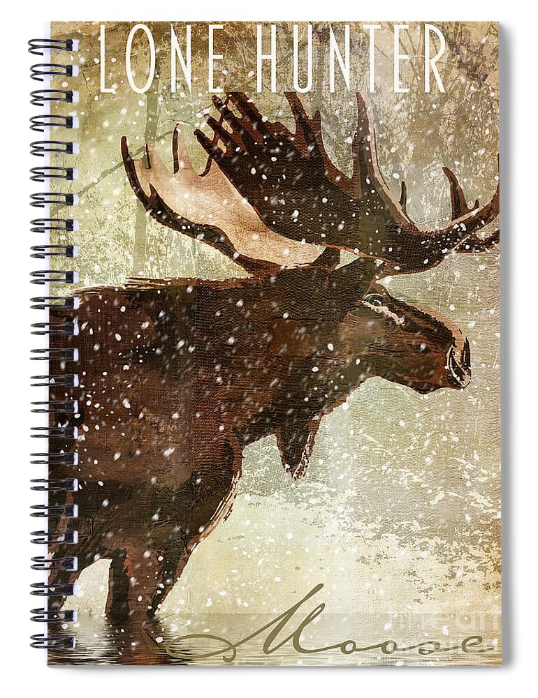 Winter Game Spiral Notebook featuring the painting Winter Game Moose by Mindy Sommers