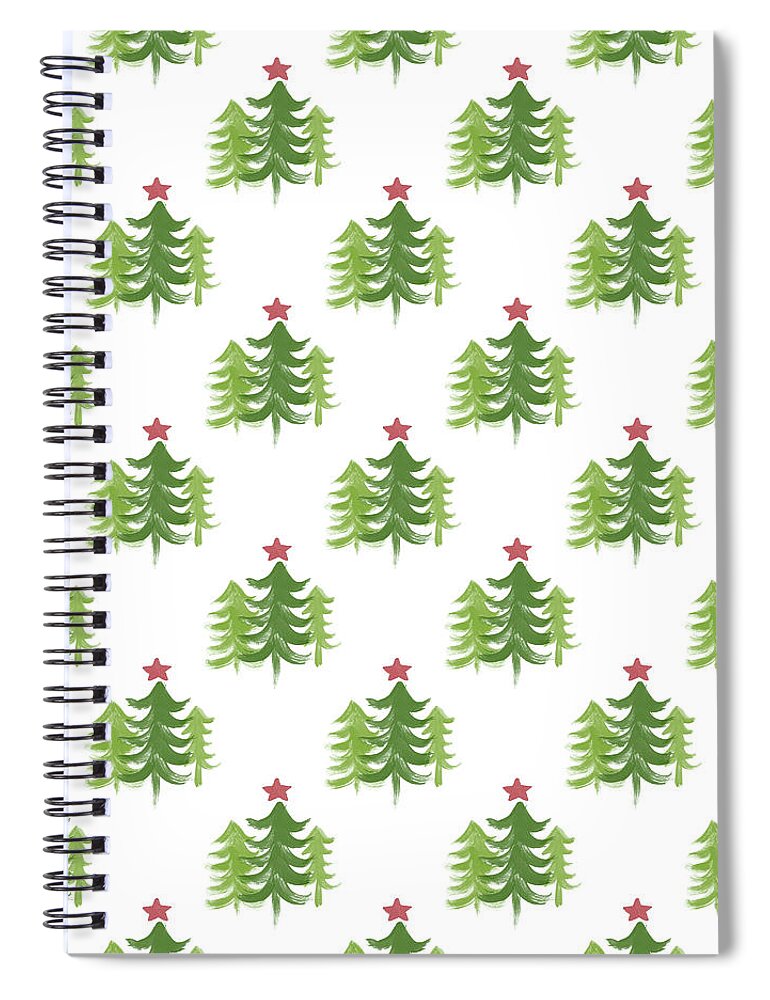 Winter Spiral Notebook featuring the painting Winter Holiday Trees 2- Art by Linda Woods by Linda Woods