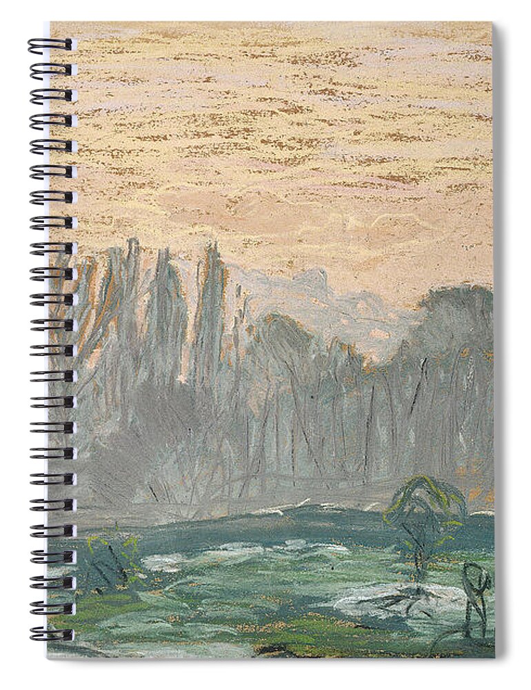 Claude Monet Spiral Notebook featuring the painting Winter Landscape With Evening Sky by Claude Monet