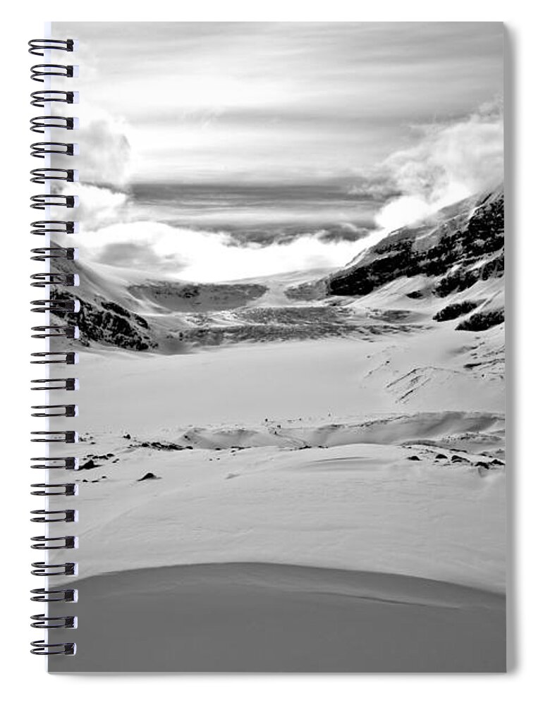 Athabasca Glacier Spiral Notebook featuring the photograph Winter Perfection Black And White by Adam Jewell