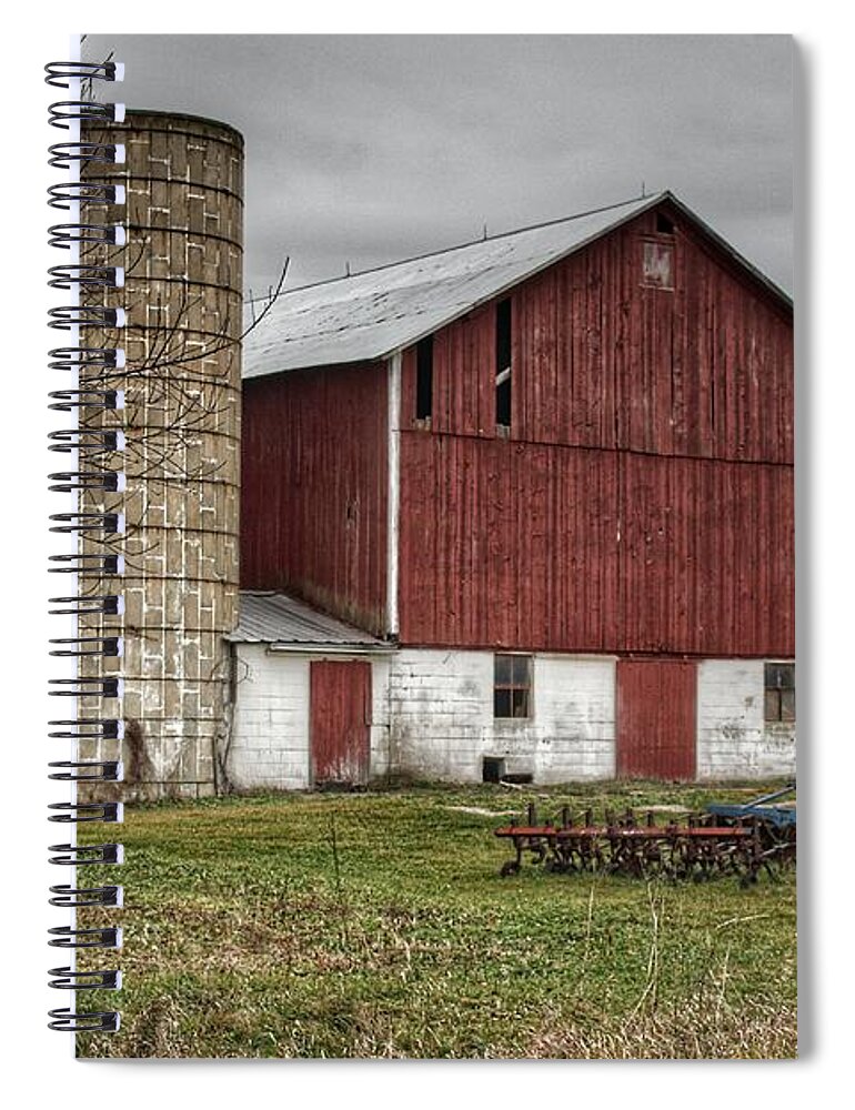 Barn Spiral Notebook featuring the photograph 0006 - Winter Red by Sheryl L Sutter