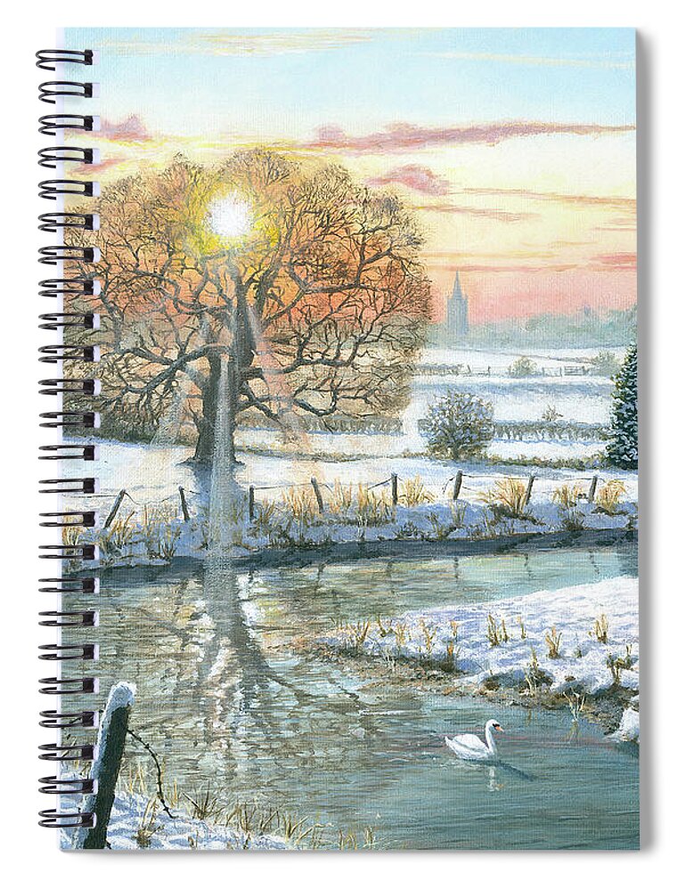 Snow Spiral Notebook featuring the painting Winter Stroll by Richard Harpum