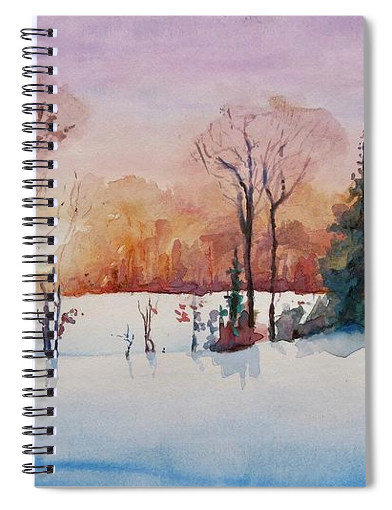 Painting Spiral Notebook featuring the painting Winter Sunrise by Geni Gorani