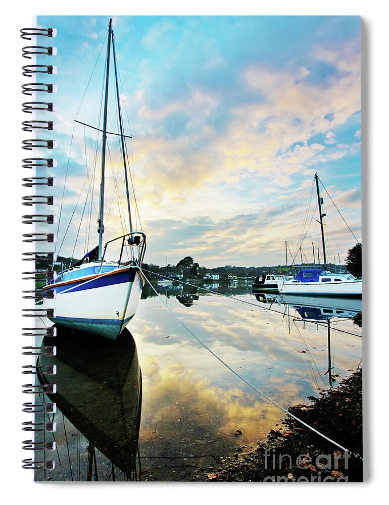 Mylor Spiral Notebook featuring the photograph Winter Sunset at Mylor Bridge by Terri Waters