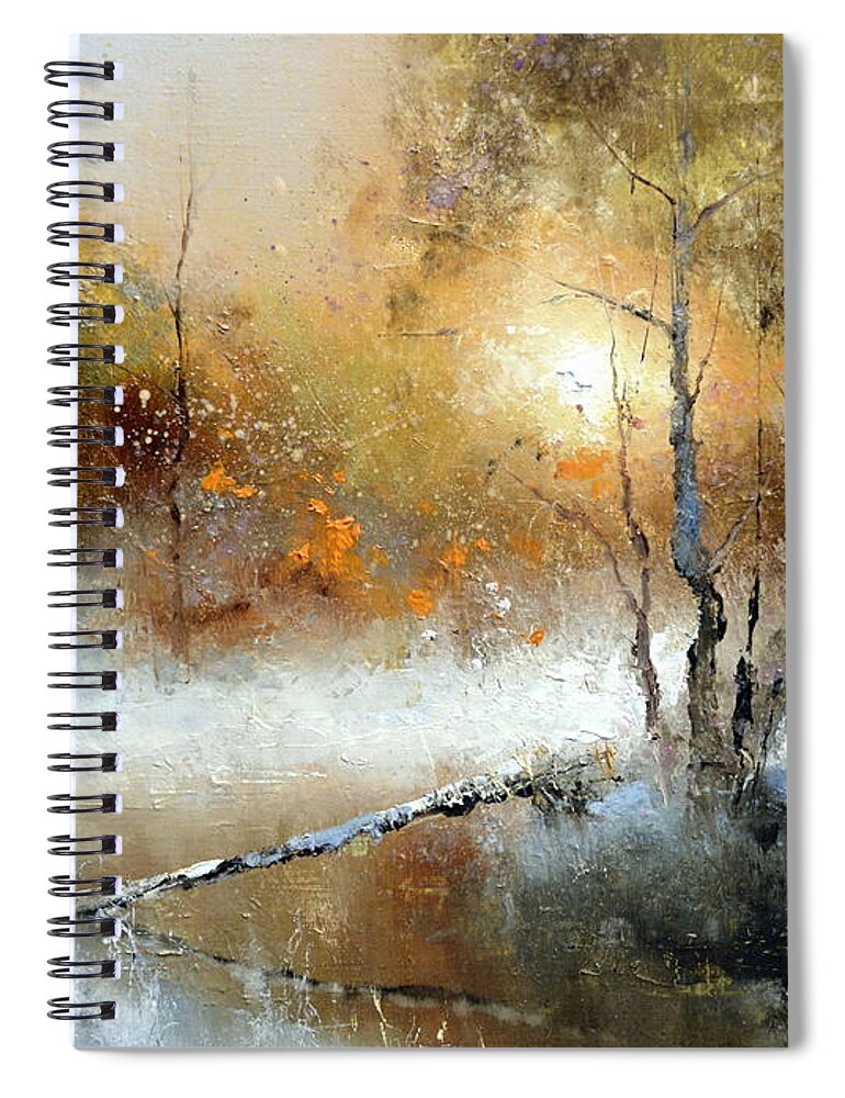 Russian Artists New Wave Spiral Notebook featuring the painting Winter Sunset by Igor Medvedev