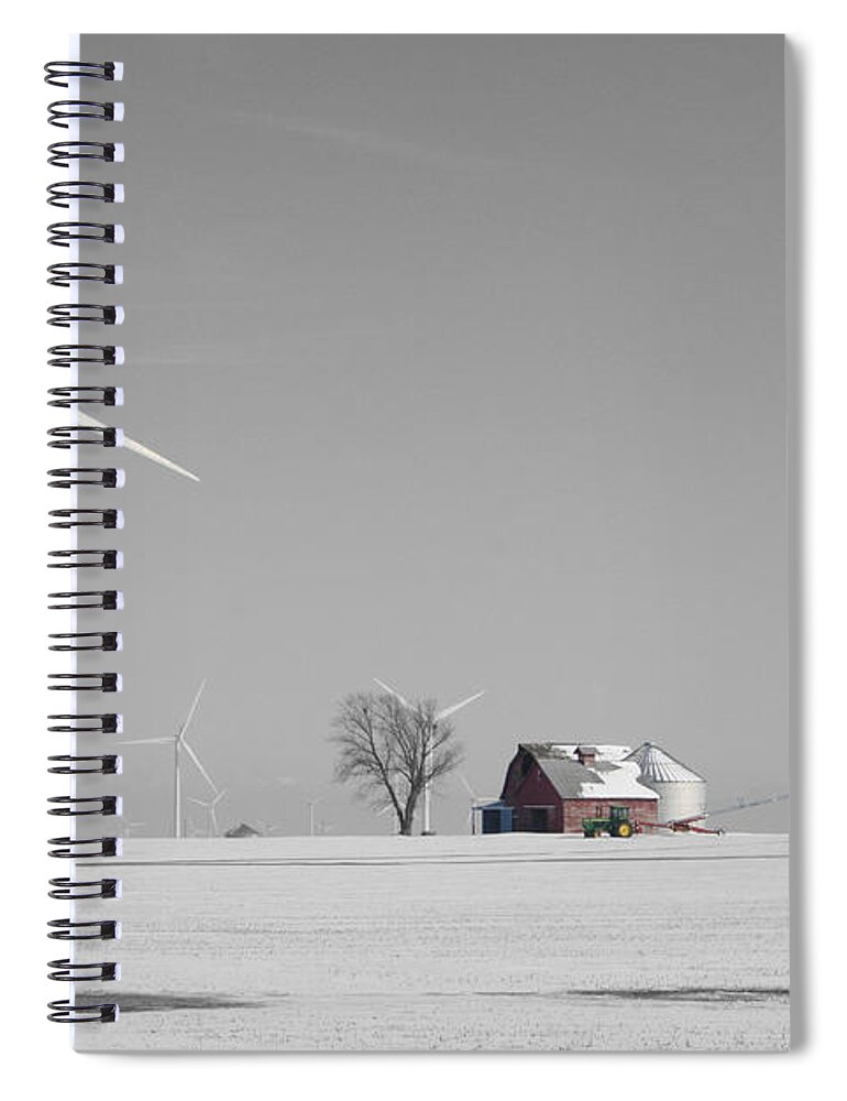 Winter Turbine Farm Spiral Notebook featuring the photograph Winter Turbine Farm by Dylan Punke