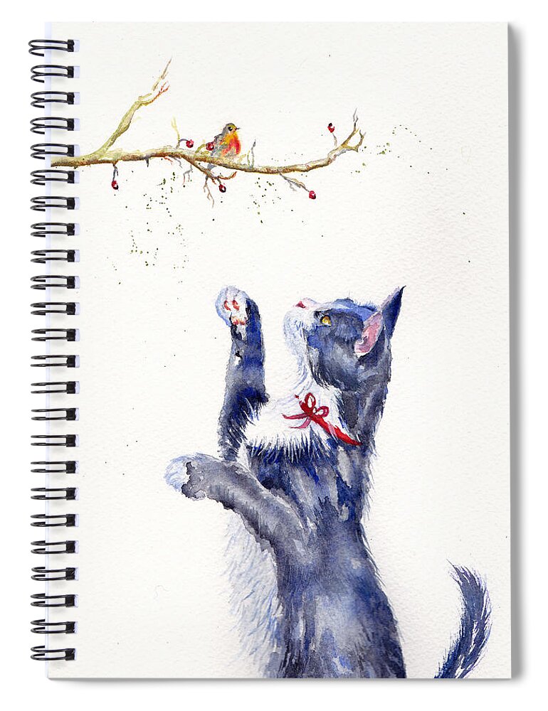 Tuxedo Spiral Notebook featuring the painting Winter Watch by Debra Hall