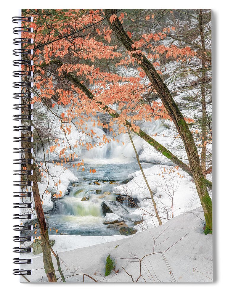 Waterfall Spiral Notebook featuring the photograph Winter Woodland Stream by Bill Wakeley