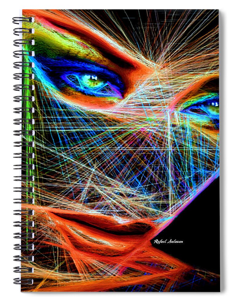 Rafael Salazar Spiral Notebook featuring the digital art Wiretapped Period by Rafael Salazar