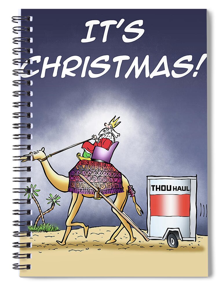 Christmas Spiral Notebook featuring the digital art Wise Man Trailer by Mark Armstrong