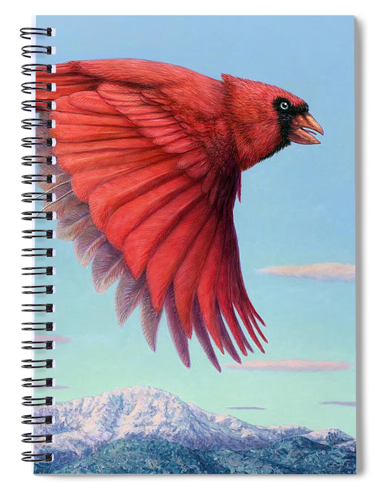 Cardinal Spiral Notebook featuring the painting With Purpose by James W Johnson