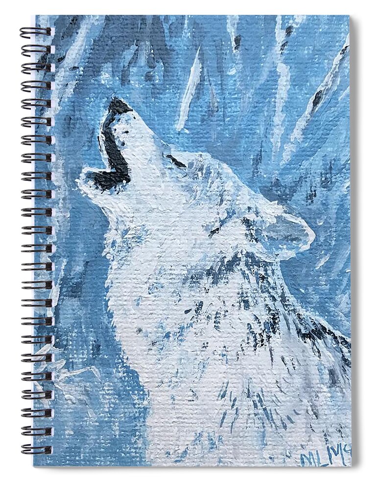 Wolf Spiral Notebook featuring the painting Wolf of the Tetons by ML McCormick