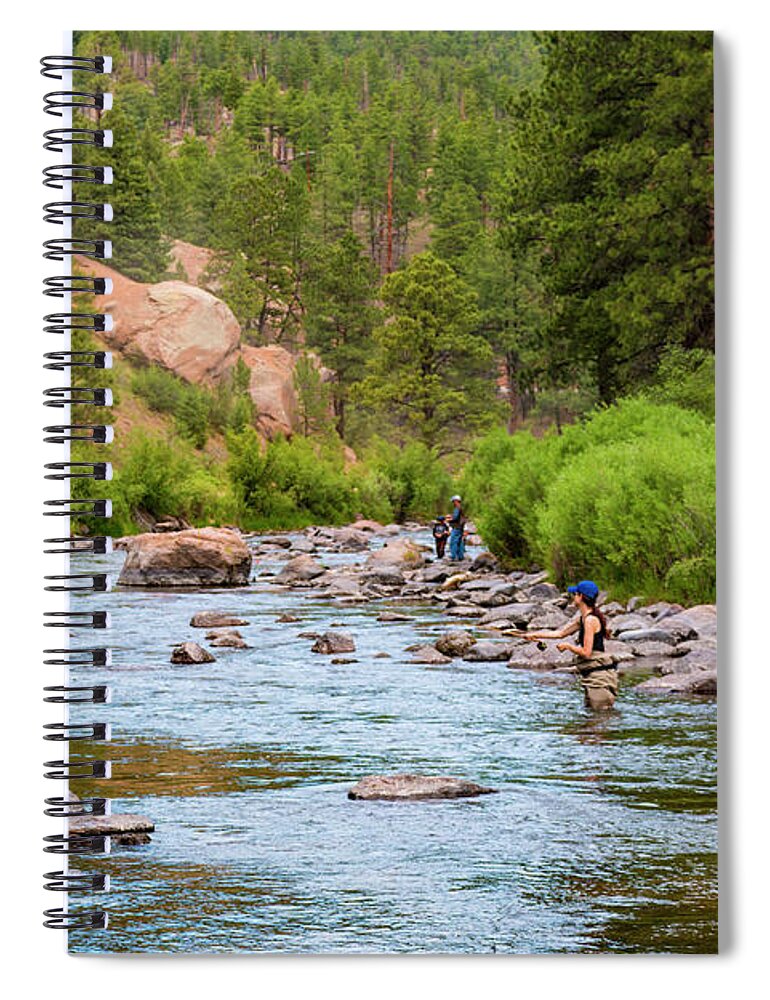 Fishing Spiral Notebook featuring the photograph Woman Fly FIshing on the Platte by Steven Krull