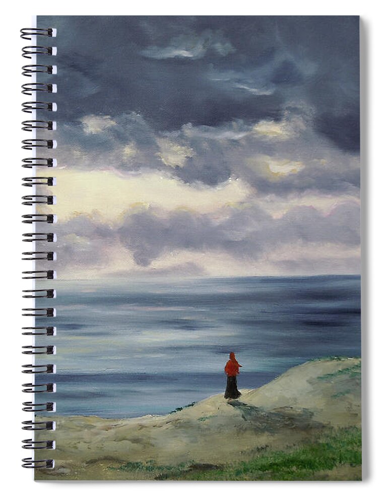 California Spiral Notebook featuring the painting Woman in a Red Shawl by Laura Iverson