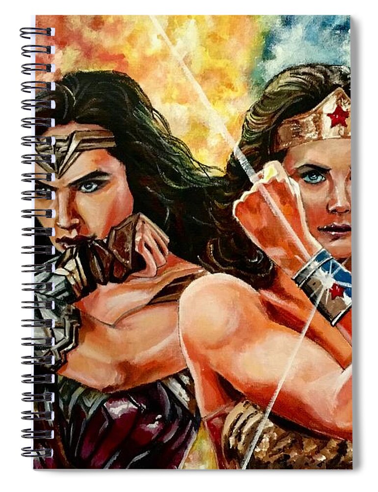 Wonder Woman Spiral Notebook featuring the painting Wonder Women by Joel Tesch