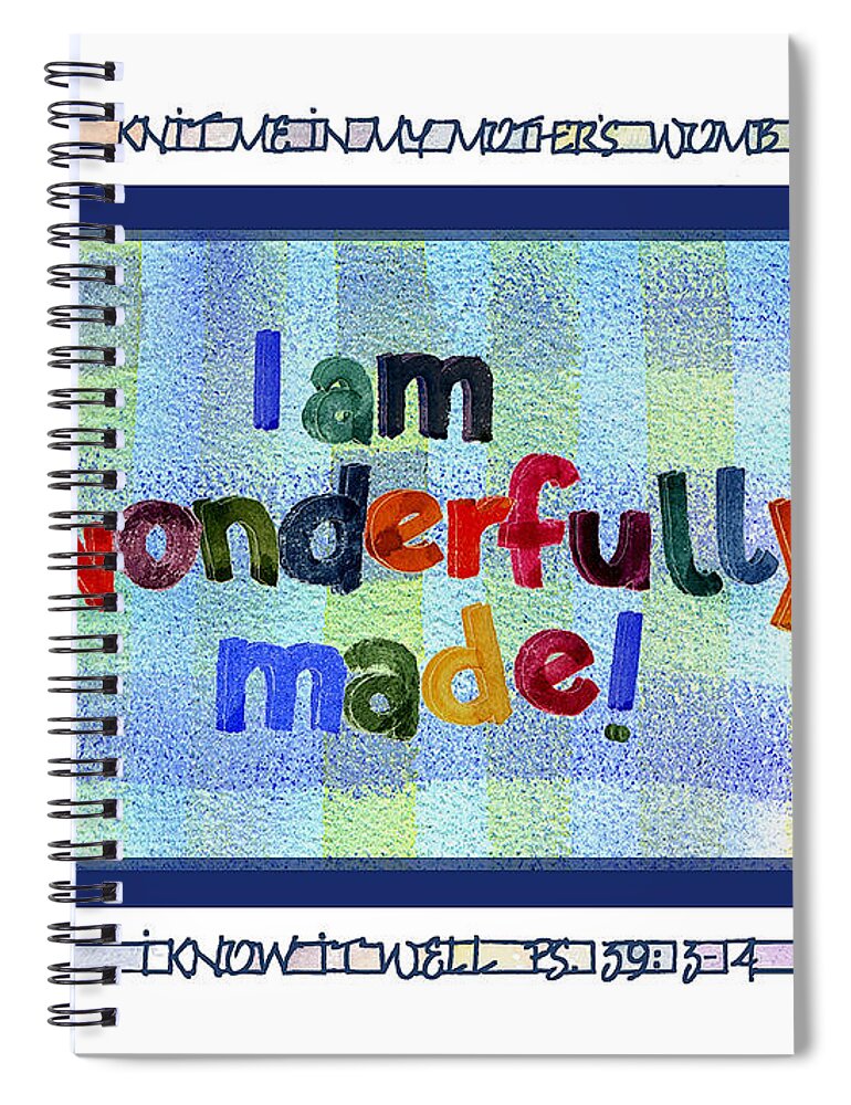 Birthday Spiral Notebook featuring the painting Wonderfully Made by Judy Dodds