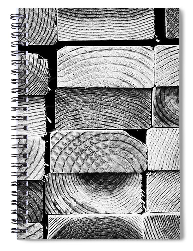 Simplicity Spiral Notebook featuring the photograph Wood Ends. #abstract #pattern by Ginger Oppenheimer