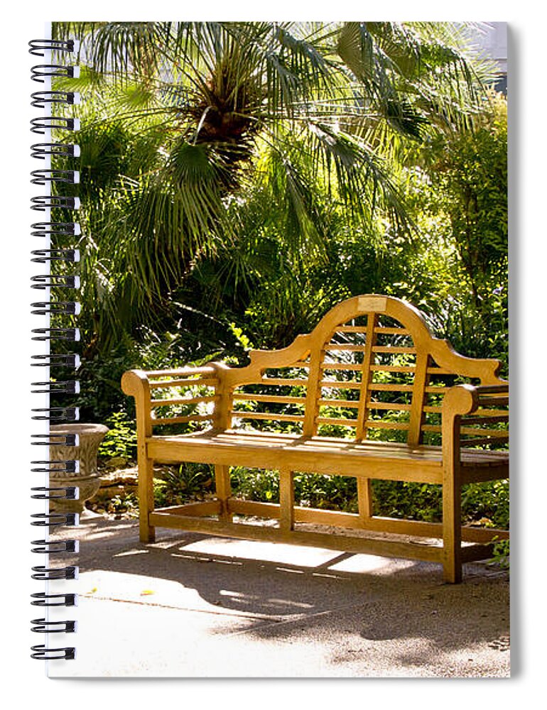 Bench Spiral Notebook featuring the photograph Wooden Bench in Alamo by Elena Perelman