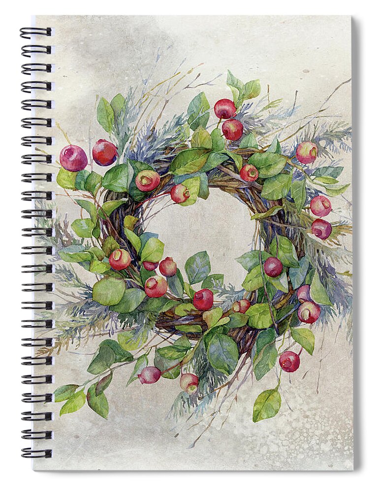 Berries Spiral Notebook featuring the digital art Woodland Berry Wreath by Colleen Taylor