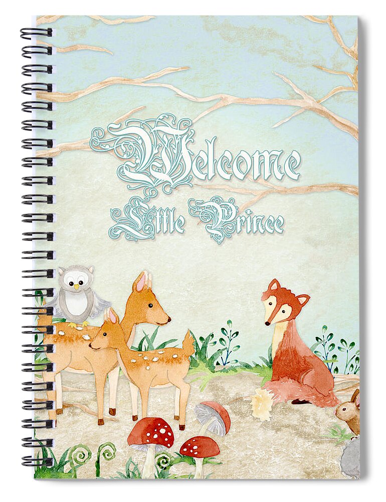 Woodchuck Spiral Notebook featuring the painting Woodland Fairy Tale - Welcome Little Prince by Audrey Jeanne Roberts