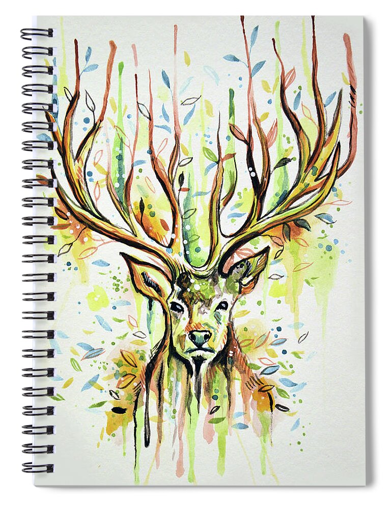 Deer Spiral Notebook featuring the painting Woodland Magic by Amy Giacomelli