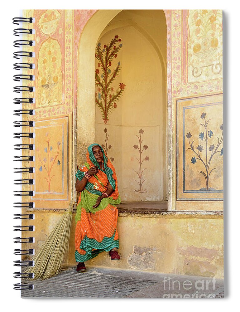 India Spiral Notebook featuring the photograph Workers in Amer Fort 01 by Werner Padarin