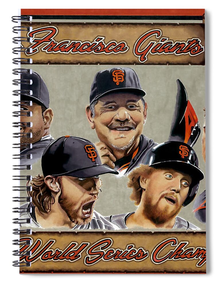 Giants Spiral Notebook featuring the drawing World Champs by Cory Still