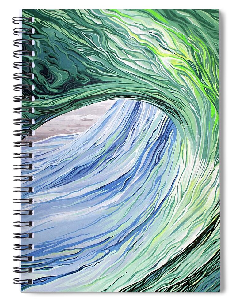 Surf Art Spiral Notebook featuring the painting Wrap Around by William Love