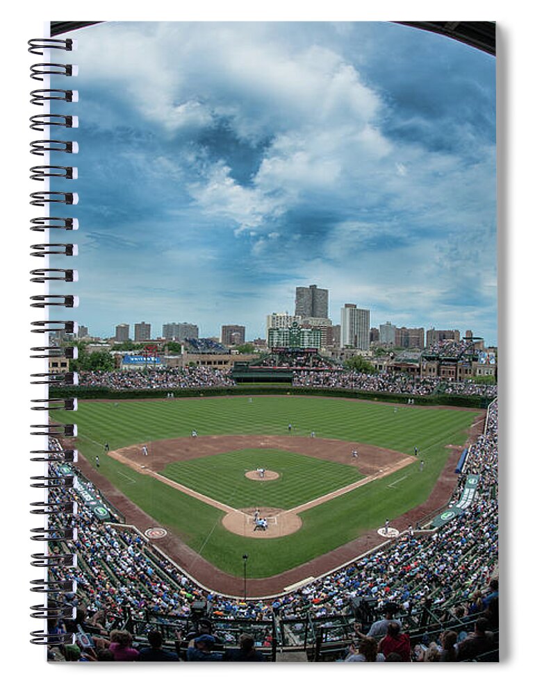 Wrigley Field Spiral Notebook featuring the photograph Wrigley color by Greg Wyatt