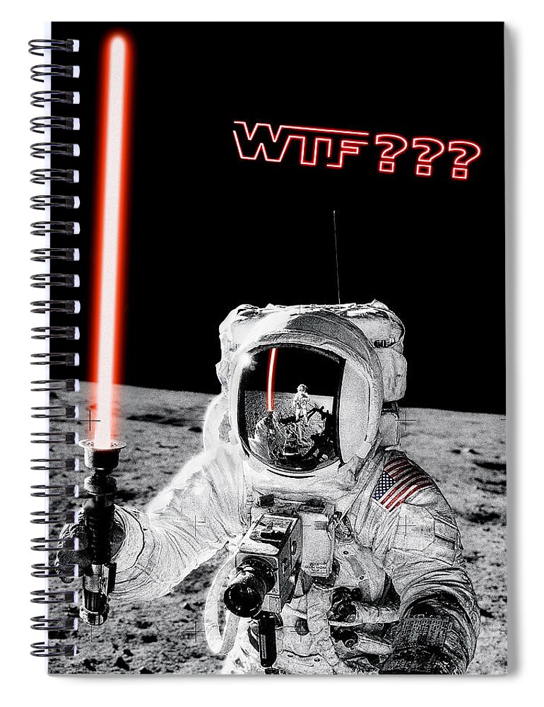 Wtf Spiral Notebook featuring the photograph WTF? Alan Bean Finds Lightsaber on the Moon by Weston Westmoreland