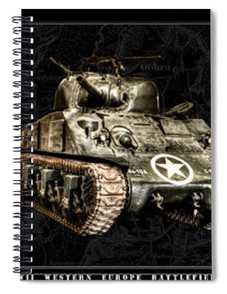 M4 Spiral Notebook featuring the photograph WWII Western Europe Battlefield Tanks by Weston Westmoreland