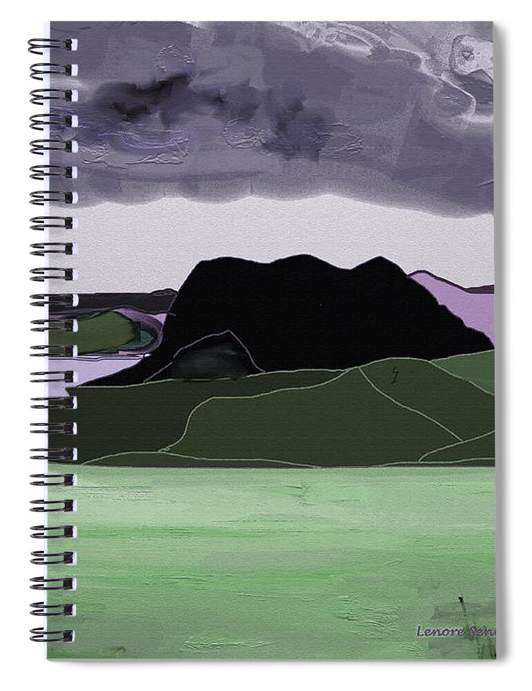 Abstract Spiral Notebook featuring the mixed media Wyoming Landscape 2 by Lenore Senior