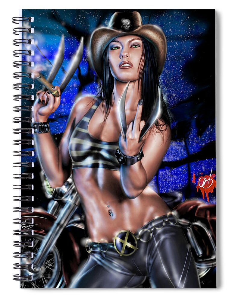 Marvel Spiral Notebook featuring the painting X-23 Logan's Run by Pete Tapang
