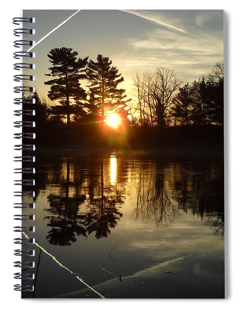 Mississippi River Spiral Notebook featuring the photograph X Marks the Spot Sunrise Reflection by Kent Lorentzen