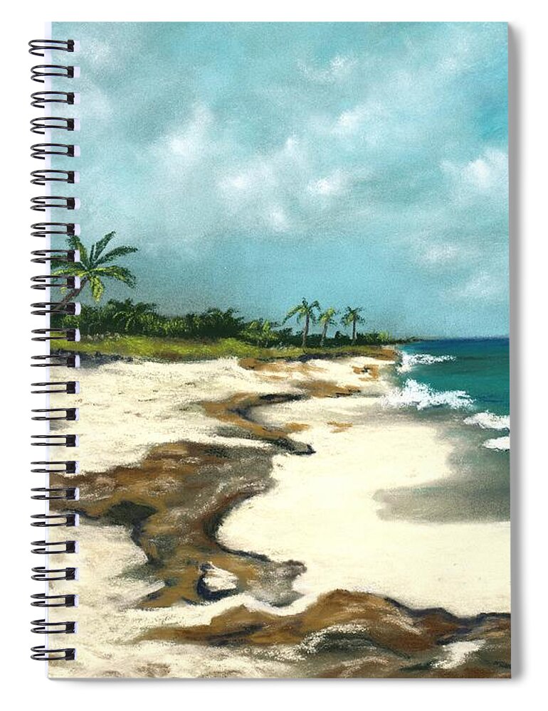 Beach Spiral Notebook featuring the painting Xcaret - Mexico - Beach by Anastasiya Malakhova