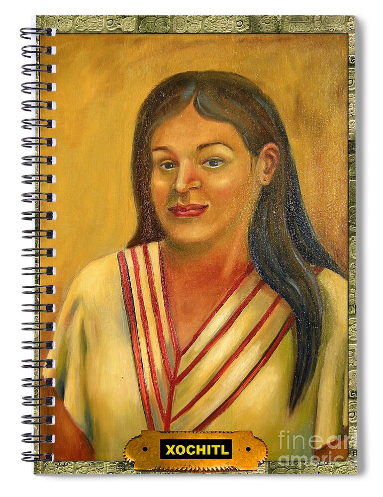 Xochitl Spiral Notebook featuring the painting Xochitl Illustration by Lilibeth Andre