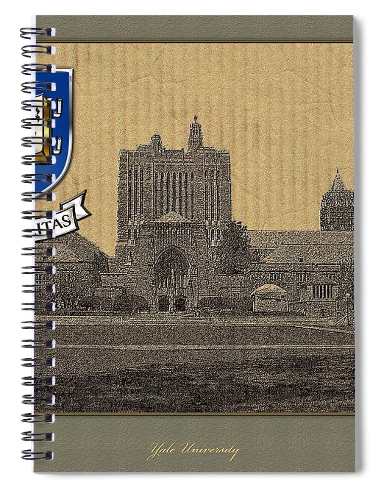 Heraldry Spiral Notebook featuring the photograph Yale University Building with Crest by Serge Averbukh