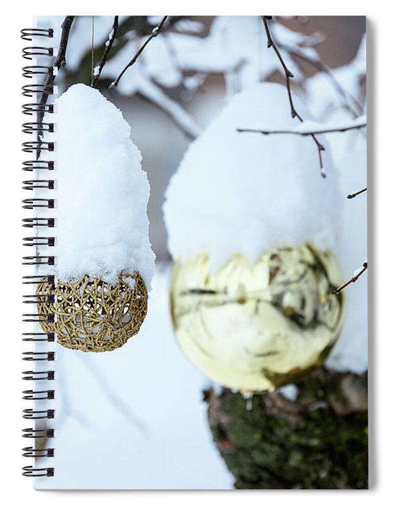 Snow Spiral Notebook featuring the photograph Yarn ball in the snow by Nicola Simeoni