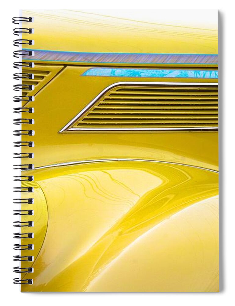  Spiral Notebook featuring the photograph Yellow Classic Car Contours by Polly Castor